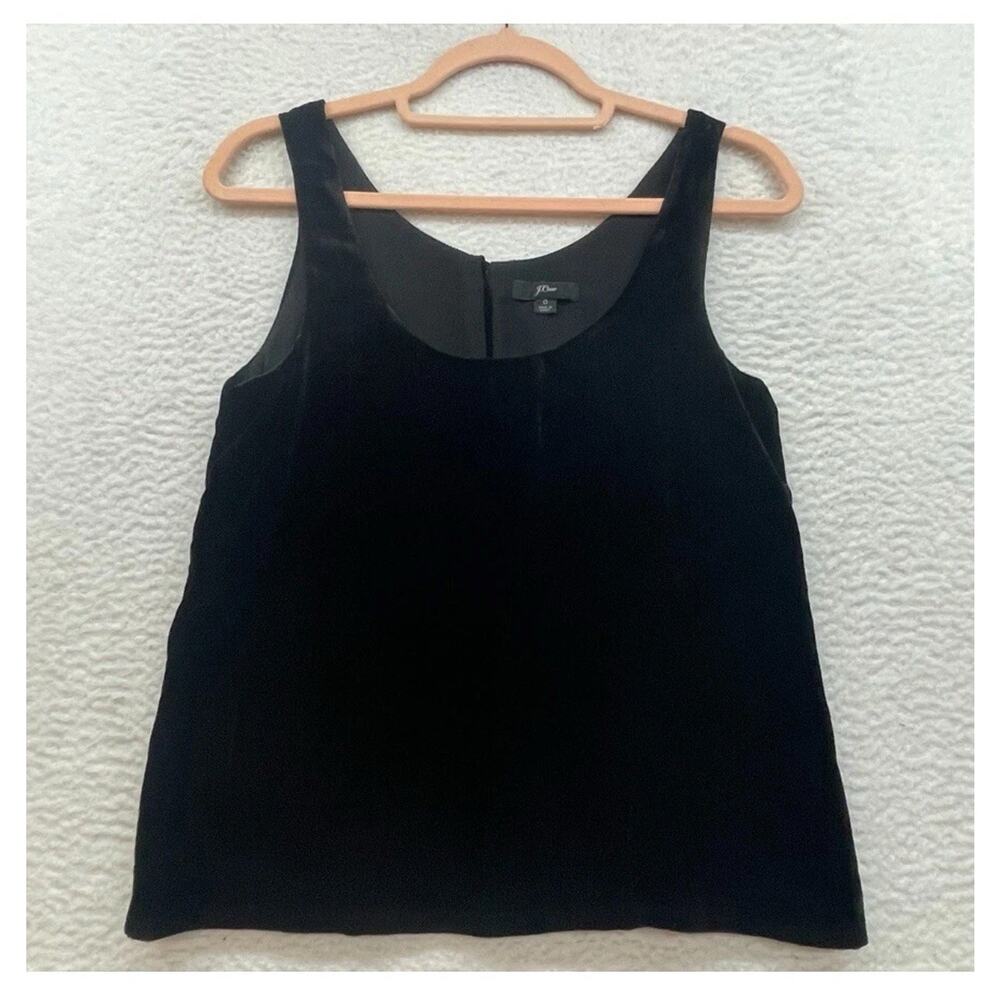 J Crew Shirt Womens Black Rift Velvet Tank Holiday Party Preppy Size XS Xx1365
